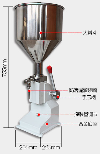 小型手動(dòng)灌裝機(jī)結(jié)構(gòu)參數(shù)